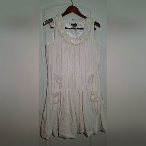 Como No Bubble Elegant Cream Sleeveless  Dress Sz M Neutral Cocktail Boho Party